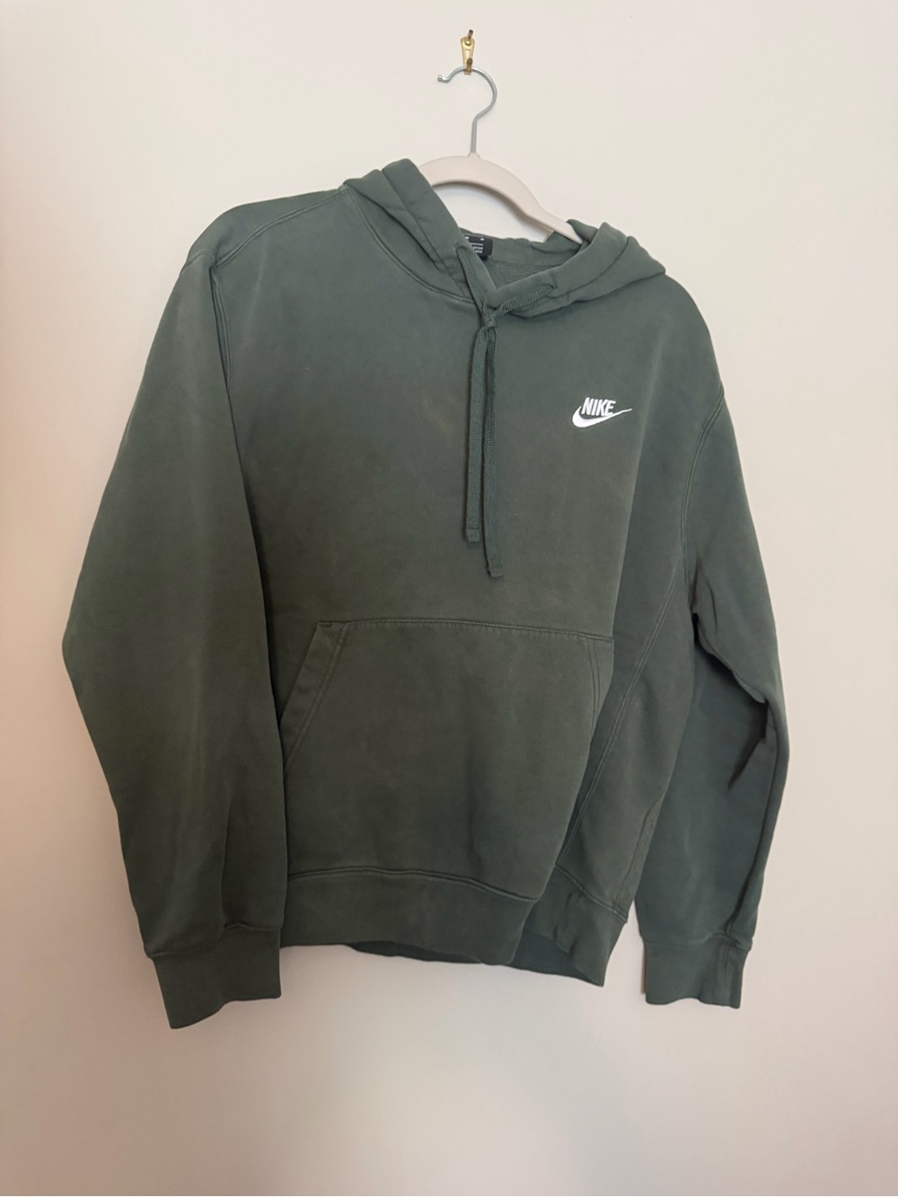 Nike Olive Green Pullover Hoodie Embroidered Swoosh - M
